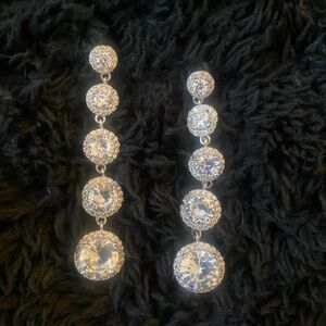 Silver plated CZ earrings.